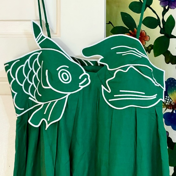 🌺🎉HP🎉🌺 NWT Farm Rio Green Fish Top Maxi Dress - Picture 13 of 16